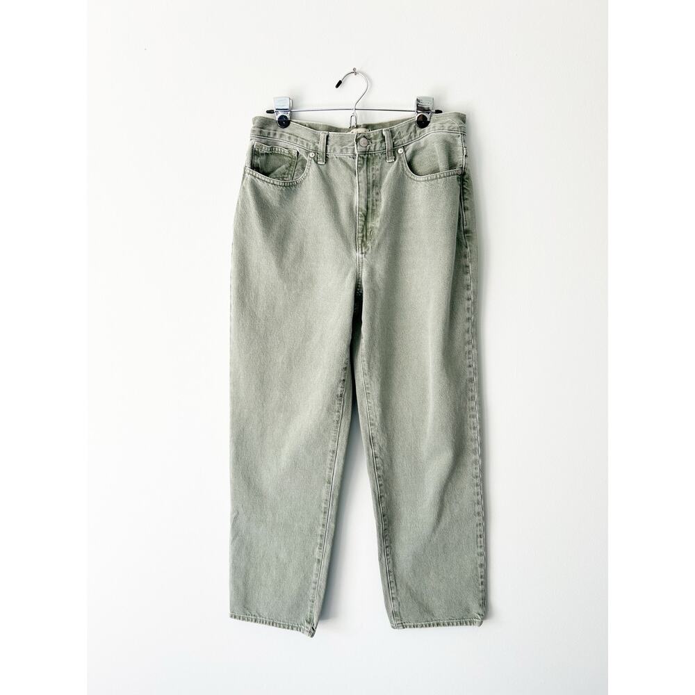 Madewell Garment Dyed Sage Green Baggy Straight Jeans 29